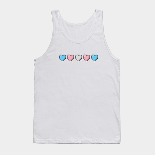 Row of Five Transgender Pride Flag Pixel Hearts Tank Top by LiveLoudGraphics